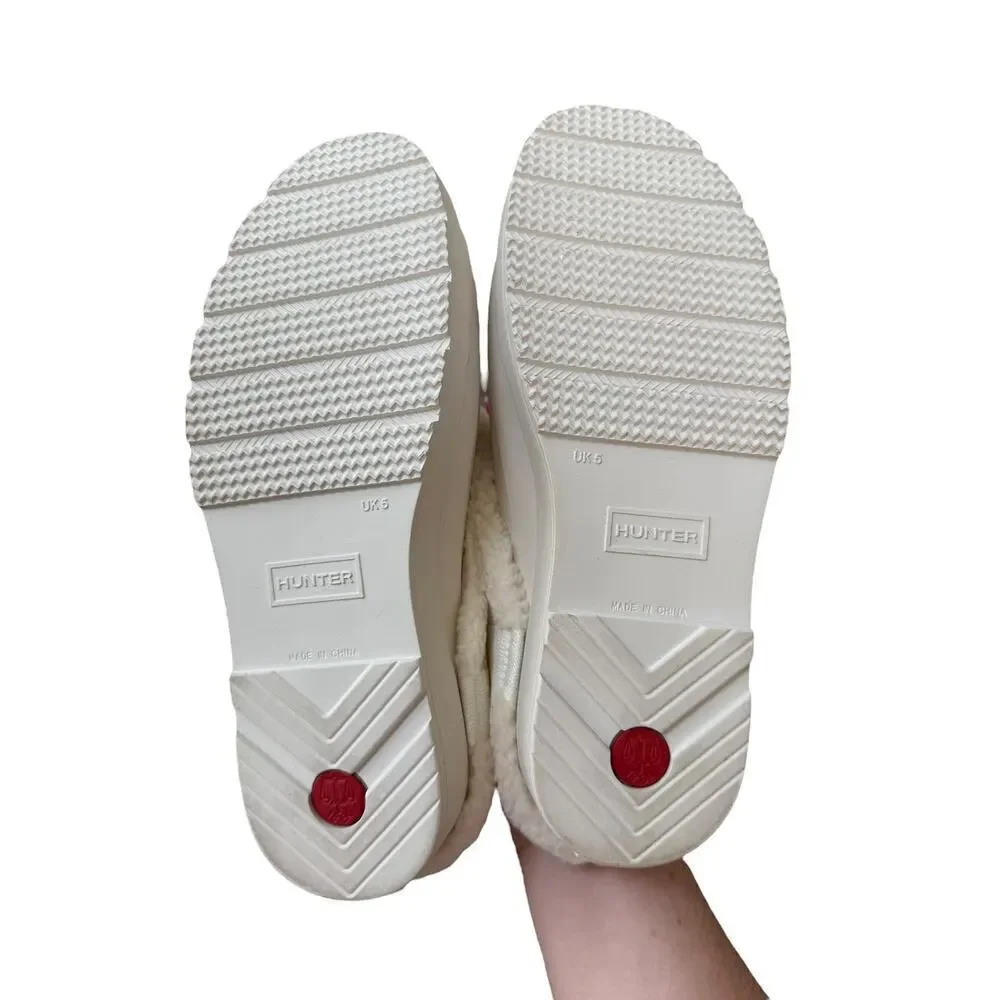 NIB Hunter Women's White Willow Play Sherpa Insulated Clog Size 7